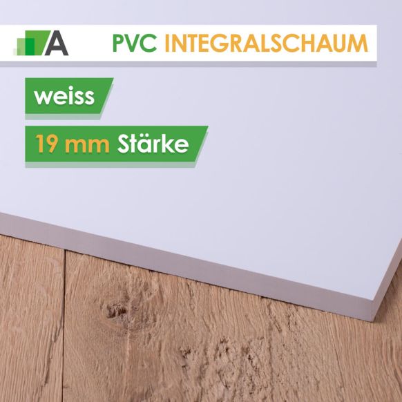 PVC Integralschaumplatte Stärke 19 mm weiss
