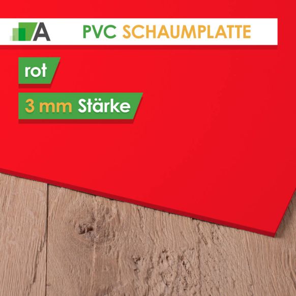 PVC Hartschaumplatte Stärke 3 mm rot